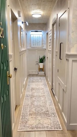 1.7M views · 12K reactions | DIY Hallway! ✨ The surprising impact this had on the overall look of our home, I could have never anticipated! It turns out hallways are one of the most used spaces in anyone’s home, don’t over look those transition spaces and the impact they can have! Happy DIYing, and Follow Once Upon a Bungalow for more Home & DIY! #diy #thrifthome #hallway #hallwaydecor #diyhome #reno #beforeandafterhome #diycrafts #thrift #thrifted #thrifter #thriftedstyle #diydecor #hallwaydesign #renovation #easydiy #renovations #smallhome #bungalow #bungalowstyle #smallspace #bungalowdesign #woodwork #woodworker #wookworking #build #thriftflip #hgtv #hgtvcanada #hgtvdesign | Once Upon a Bungalow | Once Upon a Bungalow · Original audio Bungalow Hallway Ideas, Bungalow Interior, Hgtv Designers, Bungalow Homes, Hallway Design, Thrift Flip, Bungalow Design, Bungalow Style, Hallway Decorating