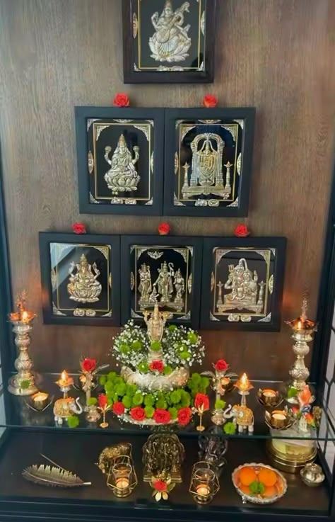 God Photos For Pooja Room, Silver God Photos Frames For Pooja Room, Silver God Photos For Pooja Room, South Indian Pooja Room Design, Pooja Ghar Design, Pooja Decoration At Home, Pooja Room Ideas Indian Traditional, Pooja Room Ideas Indian, Pooja Photos