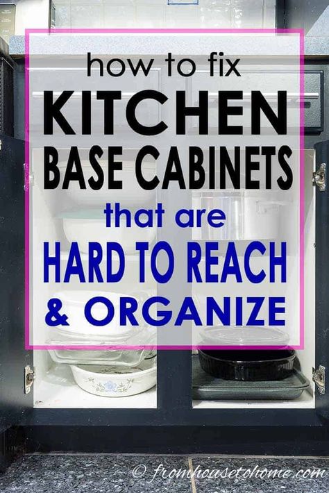 Have a kitchen cabinet with shelves that are disorganized and hard to reach?  Make it work with these instructions on how to convert shelves to drawers. #fromhousetohome #kitchenorganization #storagehacks  #kitchen #kitchenorganization Lower Kitchen Cabinets, Kitchen Cabinet Storage Solutions, Cabinet Storage Solutions, Cabinet Shelves, Kitchen Base Cabinets, Stock Cabinets, Diy Kitchen Storage, Kitchen Cabinet Organization, Base Cabinet