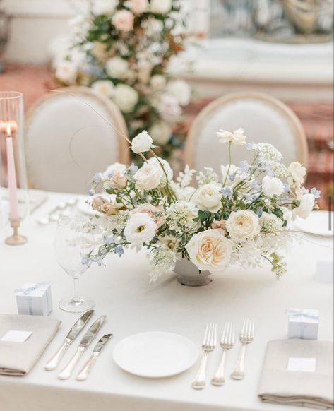 Color Proportion, Blue And Blush Wedding, Blush Wedding Flowers, Light Blue Wedding, Tablescape Inspiration, Tall Centerpieces, Light Pink Flowers, Texture Photography, Blue Florals