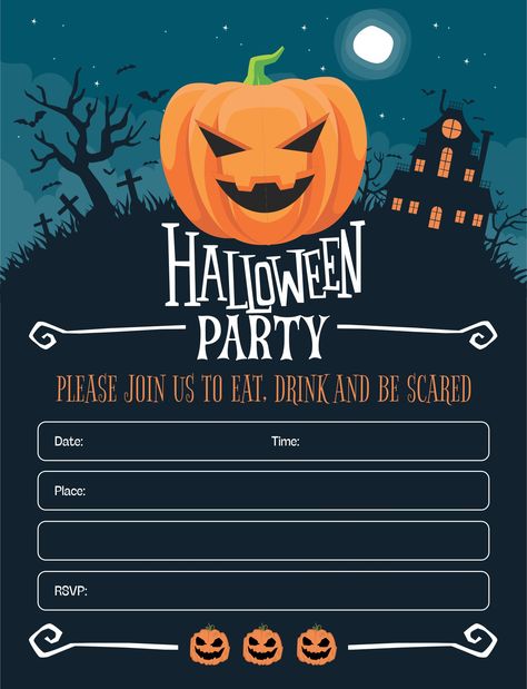 Halloween Party Invite Template Free, Halloween Backgrounds Invitation, Costume Party Invite Template, Halloween Costume Party Invite, Halloween Invitation Card, Blank Halloween Invitations, Halloween Invitaciones, Printable Halloween Invitations, Halloween Birthday Party Invitations