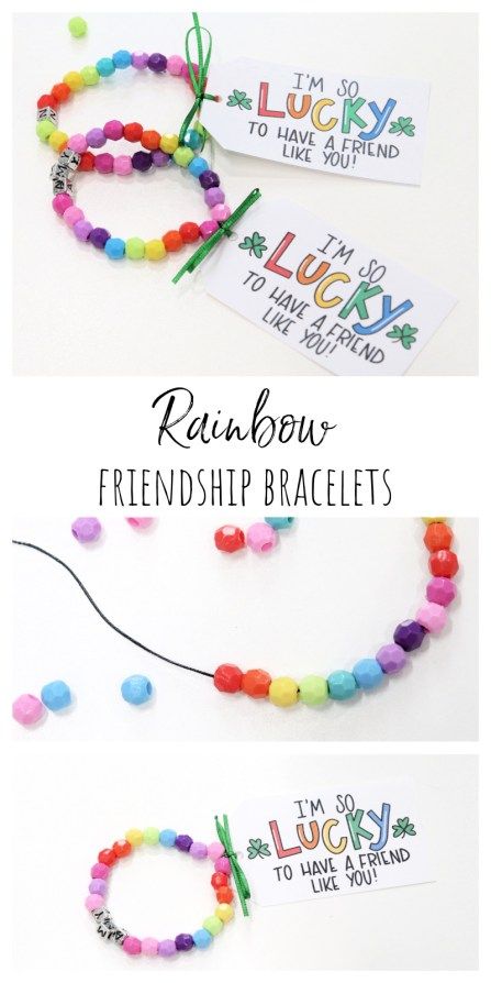 Rainbow Friendship Bracelets for St. Patrick's Day Bracelet Tag, Friendship Crafts, Kids Activities At Home, Rainy Day Crafts, Free Printable Tags, Free Printable Gifts, Diy Jewelry Projects, Rainbow Crafts, Valentine Tags