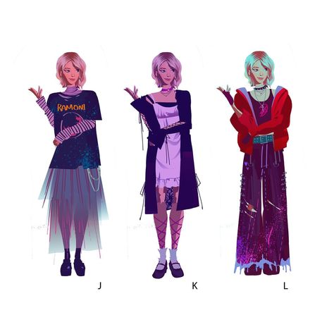 Gwen Stacy Inspired Outfits Spiderverse, Spiderverse Visuals, Gwen Stacy Concept Art, Gwen Concept Art, Spiderverse Character Design, Gwen Outfit, Gwen Stacy Outfits, Spiderverse Concept Art, Kat Tsai