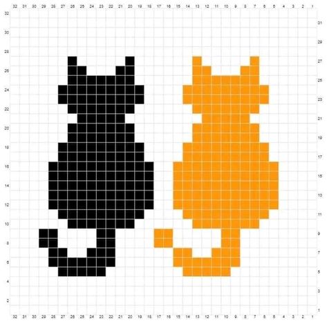 Crochet Tapestry Pattern, Cat Pattern Crochet, Tapestry Pattern, Graph Crochet, Colorwork Knitting, Pattern Cat, Pixel Crochet, Pixel Art Grid, Tapestry Crochet Patterns