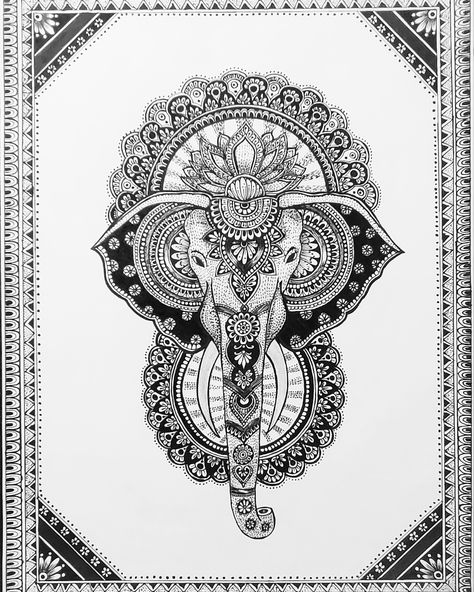 Lord Ganesha Mandala Art, Ganesh Mandala Art, Ganesha Mandala Art, Ganesh Mandala, Ganesha Mandala, Beautiful Mandala Art, Creative Mandala, Drawers Repurposed, Worli Painting