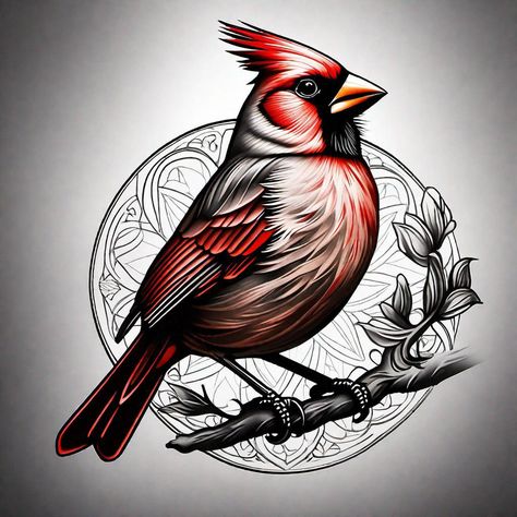 Neo Traditional Cardinal Tattoo, Cardinal Feather Tattoo Memorial, Memorial Tattoo Drawings, Cardinal Tattoo For Men, Black And White Cardinal Tattoo, Cardinal Tattoo Black And White, Cardinal Tattoos For Women, Mola Tattoo, Traditional Cardinal Tattoo