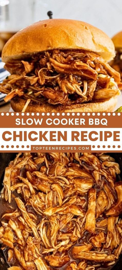 Pulled Chicken Crock Pot Recipes, Slow Cooker Pulled Chicken, Barbecue Chicken Crock Pot, Bbq Pulled Chicken Recipes, Crockpot Favorites, Crockpot Pulled Chicken, Pulled Chicken Recipes, Bbq Chicken Recipe, Pulled Chicken Sandwiches