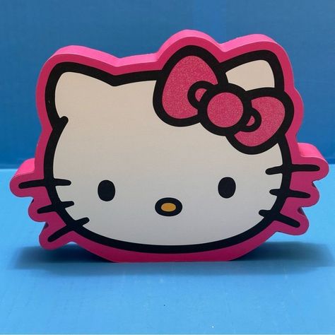 Hello Kitty Face Wood By Sanrio Wood Decor Walt Shelf 6” X 8” X 1”1/2 Pink-White 2023 Hello Kitty Wall Decor, Kitty Clipart, Hello Kitty Clipart, Hello Kitty Decorations, Hello Kitty Face, Hello Kitty Pink, Art Decals, Bedroom Inspo, Home Wall Decor