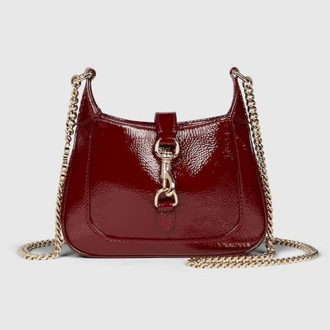 Gucci Jackie Notte mini bag in Rosso Ancora leather | GUCCI® International Gucci Store, Airport Fashion, Airport Style, New Handbags, Designer Bags, Chain Strap, Creative Director, Evening Bags, Mini Bag