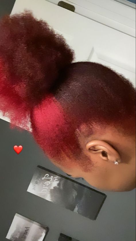 Burgundy Hair With Red Skunk Stripe, Pink And Red Natural Hair, Red Skunk Stripe 4c Hair, Burgundy 4c Natural Hair, Red Hair Skunk Stripe, Dyed Natural Hair Burgundy, 4c Red Hair, Burgundy Skunk Stripe, Pink 4c Hair