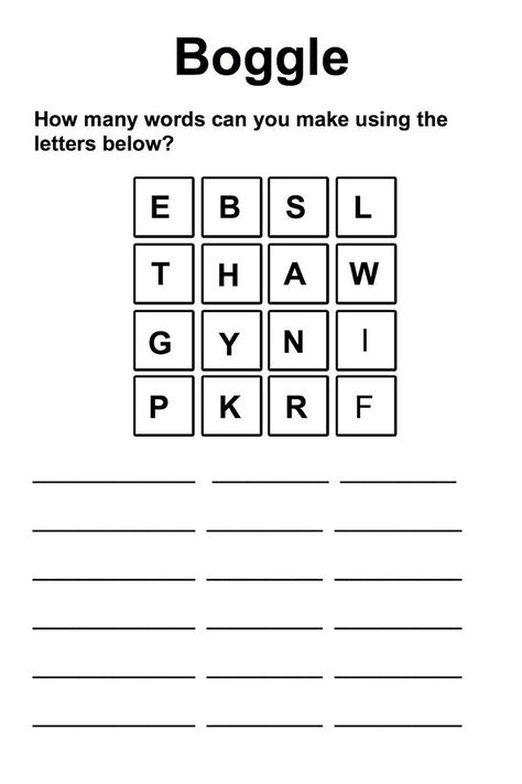 Are you ready for boggling? Sit your kids down and download these printable boggle for kids! Game Boggle for Kids | 101 Activity Boggle Worksheet Free, Word Puzzles For Kids, Ingles Kids, Substitute Teaching, Making Words, English Games, Bahasa Korea, English Activities, Spelling Words