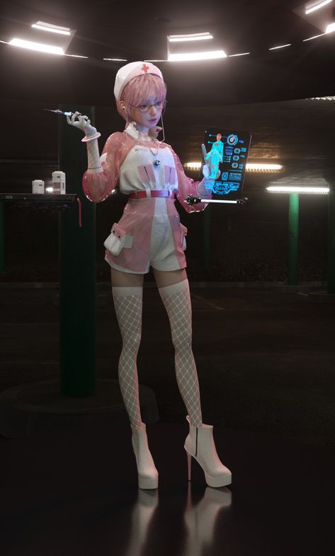 ArtStation - Nurse, Rui Li Menhera Aesthetic, Nurse Drawing, Nurse Aesthetic, Doctor Outfit, Cute Nurse, Quirky Fashion, Futuristic Fashion, Game Character Design, Nursing Clothes