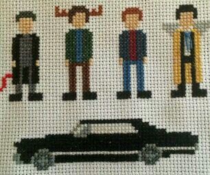 Supernatural cross stitch pattern. Supernatural Crochet, Supernatural Cross Stitch, Comic Crafts, Supernatural Crafts, Supernatural Party, Funny Needlepoint, Counted Cross Stitch Patterns Free, Geek Cross Stitch, Supernatural Convention