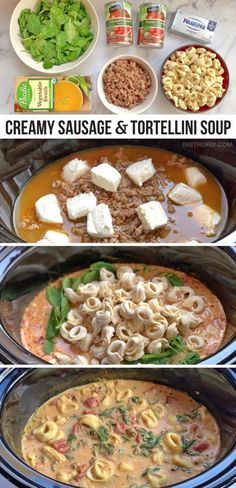 Crock Pot Recipes For Families, Slow Cooker Copycat Recipes, Tortellini Soup With Italian Sausage And Cream Cheese, Cheap Dinners For A Big Family, Best Winter Dinners, Simple Fall Recipes Dinners, Italian Tortellini Soup Crockpot, 4 Hour Crockpot Recipes, Easiest Crockpot Recipes