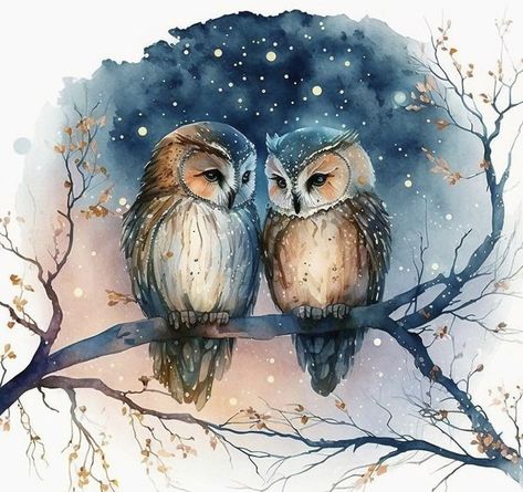 Watercolor Cat Painting, Animal Tattoo Ideas, Whimsical Art Paintings, Winter Owl, Clever Tattoos, Geisha Art, Creation Art, Owls Drawing, Owl Pictures