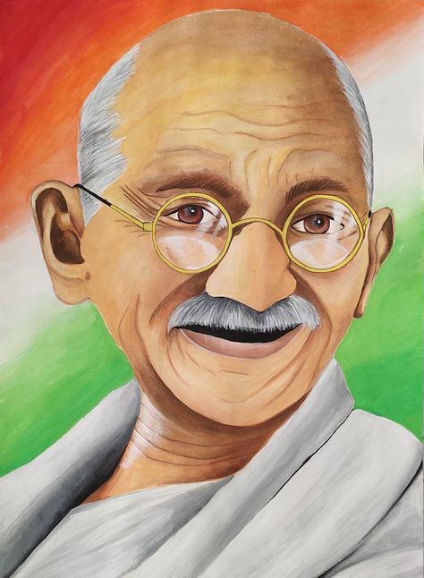 Realistic portrait of Mahatma Gandhi painting by Animala. Available for sale Gandhi Ji Portrait, Sketch Of Freedom Fighters Of India, Gandhi Ji Painting, Gandhiji Painting, Gandhi Jayanti Drawing Competition, Gandhi Ji Sketch, Gandhi Jayanti Poster Drawing, Mahatma Gandhi Sketch, Mahatma Gandhi Painting