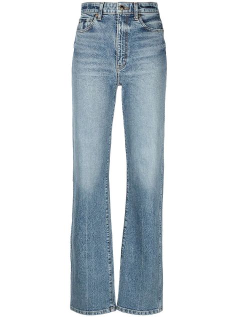 Shop KHAITE The Danielle jeans with Express Delivery - FARFETCH Khaite Clothes, Khaite Danielle Jeans, Farfetch Clothes, Jeans Png, Khaite Jeans, High Waist Straight Leg Jeans, High Rise Straight Jeans, Casual Elegance, High Rise Jeans