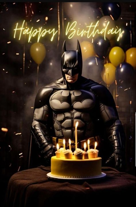 Happy Birthday Batman Images, Dc Comics Birthday Party Ideas, Ideas Cumpleaños Hombre, Happy Birthday Hombre, Speech Pictures, Batman Happy Birthday, Batman Birthday Card, Happy Birthday Cool, Happy Birthday Young Man