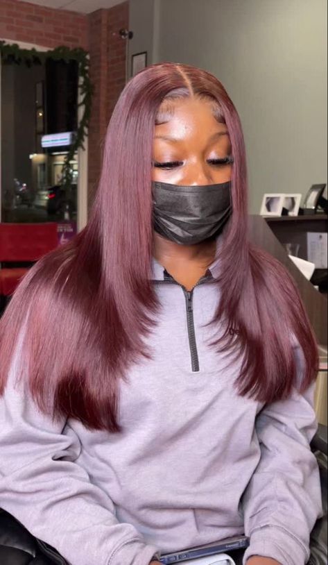 Vacation Hairstyle, Burgundy Hair Dye, Birthday Hairstyles, Dope Hairstyles, Hair Ponytail Styles, Burgundy Hair, Hair Laid, Ponytail Styles, Front Lace Wigs Human Hair