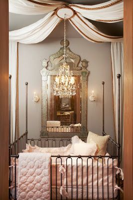 girly nursery Nursery Luxury, Glam Nursery, Baby Glam, Luxury Nursery, Elegant Nursery, Baby Nurseries, Princess Nursery, Baby Inspiration