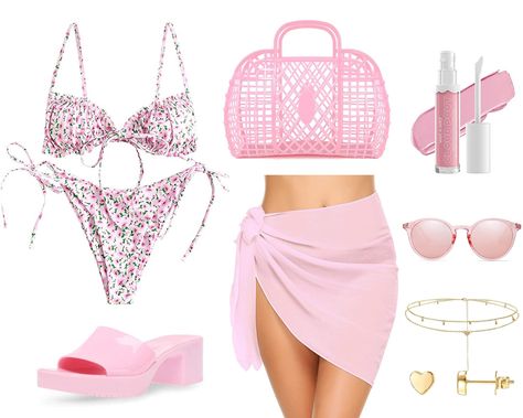 Yacht Outfit, Burgundy Acrylic, Burgundy Acrylic Nails, Pink Bathing Suit, Pink Bathing Suits, Fashion Corner, Swimsuits Outfits, Purse Pink, Pink Swimsuit