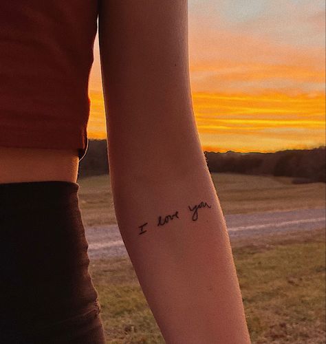 I Love You Tattoo Handwriting Grandma, I Love You Small Tattoo, I Love You Forearm Tattoo, I Love You Tattoo With Flowers, I Love You Hand Writing Tattoo, Tattoo Ideas I Love You, I Love You Tattoo Handwriting Parents, I Love You Writing Tattoo, Hand Written I Love You Tattoos