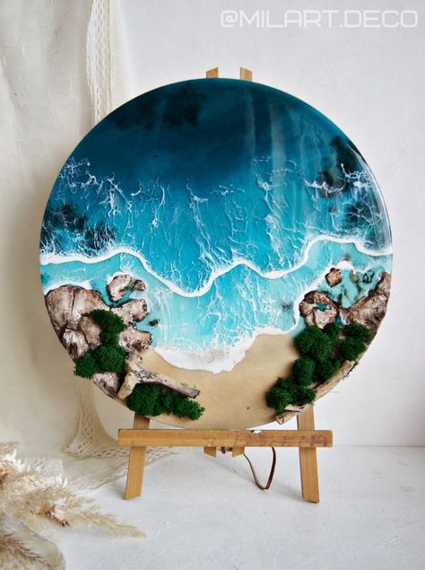 Diy Resin Wall Art, Seni Resin, Resin Art Canvas, Diy Resin Table, Resin Sea, Resin Work, Ocean Resin, Epoxy Art, Resin Art Painting