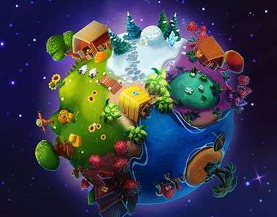 Kids Nature Activities, Planet Project, Tiny Planet, Earth Drawings, Tea Illustration, Bubble Shooter, 3d Concept, Unity 3d, Earth Design