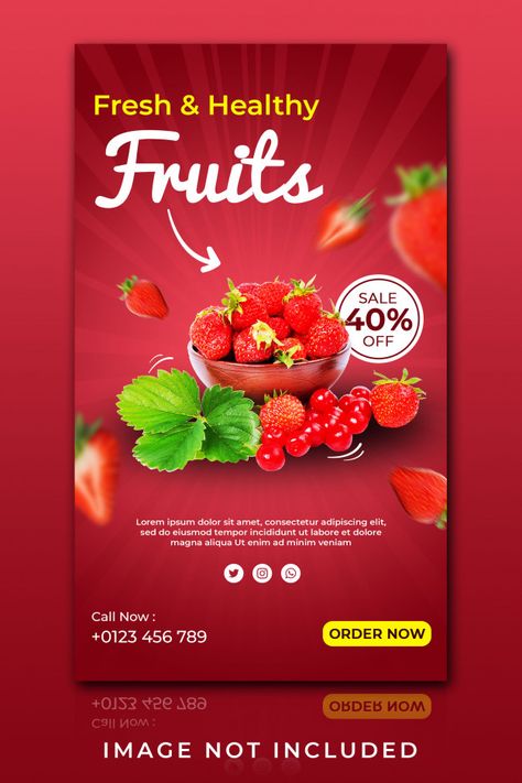 Banner instagram story for fresh fruits ... | Premium Psd #Freepik #psd Fruit Banner, Story Food, Food Banner, Instagram Banner, Social Media Photography, Fruit Shop, Fresh Fruits, Healthy Fruits, Social Media Banner