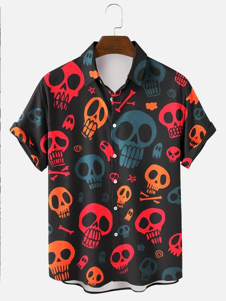 Buy Shirts For Men Online | 2022 The Best in Men's Fashion Collection – Royaura Loose Shirts, Summer Gift, Halloween Skull, Shawl Collar, Floral Shirt, Gift For Men, Look Cool, Hawaiian Shirt, Aesthetic Clothes