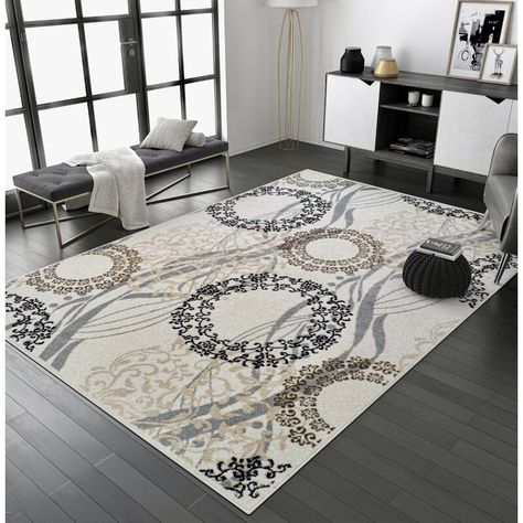 Lark Manor Wool Cream/Black/Gray Indoor/Outdoor Rug & Reviews | Wayfair Cream Living Rooms, Luxury Area Rugs, Rugs For Living Room, Living Room White, Black Area Rugs, Living Room Grey, Large Area Rugs, Outdoor Area Rug, Vintage Area Rugs