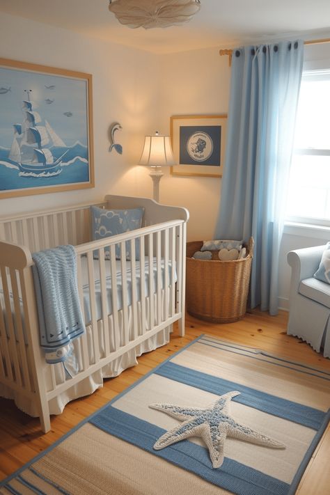 Ocean Nursery Boy, Coastal Nursery Boy, Boy Nursery Inspiration, Baby Boy Nursery Ideas, Nursery Inspiration Boy, Boy Nursery Ideas, Coastal Nursery, Boy Toddler Bedroom, Boy Nursery Themes