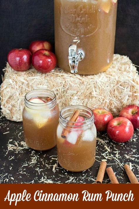 Apple Cinnamon Rum Punch is perfect for entertaining. The drink packs a punch, with a smooth finish and warming spice. Great to make ahead, and be sure to have apple slices and cinnamon sticks for your guests to garnish their cocktails #alcoholicbeverage #Fallcocktail #applecider #rum #cocacola Cinnamon Drinks, Mushroom Recipes Low Carb, Cinnamon Cocktail, Cinnamon Drink, Recipes Vegetables, Apple Drinks, Apples Cinnamon, Bread Sourdough, Milk Dairy