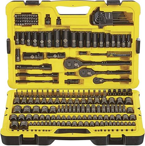 Stanley Tools, Mechanics Tool Set, Socket Wrench Set, Brake Repair, Mechanic Tools, Socket Wrenches, Car Tools, Plug Socket, Black Chrome