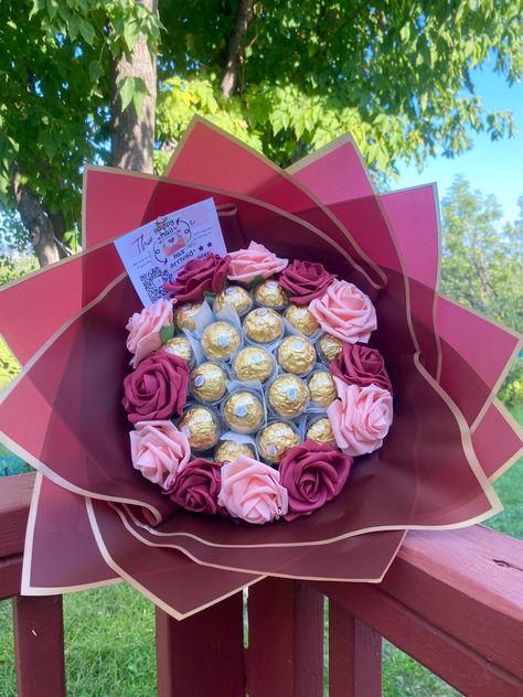 Ferraro Rocher rose bouquet, rose artificial flower bouquet, chocolate bouquet, perfect gift to present it for your love one on special occasion such as mother day, valentine day, birthday gift, anniversary gift, sweet sixteen gift, surprise gift, get well soon gift and anymore.  𝗛𝗢𝗪 𝗧𝗢 𝗢𝗥𝗗𝗘𝗥 ----------------------- 1. choose the option (ex. red) 2. choose the size (ex, L) 3. Add to cart then check out! 𝗦𝗛𝗜𝗣𝗣𝗜𝗡𝗚 𝗔𝗡𝗗 𝗣𝗥𝗢𝗖𝗘𝗦𝗦𝗜𝗡𝗚 𝗧𝗜𝗠𝗘 ----------------------------- Pink Bouquet Gift, Dark Pink Bouquet, Chocolate Rose Bouquet, Flower Bouquet Chocolate, Fiance Valentines Gift, Eternal Bouquet, Quinceanera Flowers, Ramo Ideas, Rocher Bouquet