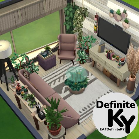 Sims 4 Room Ideas Living Room, Sala The Sims 4, The Sims 4 Room Ideas, The Sims 4 Building Ideas, The Sims 4 Interior, Sims 4 Loft, Lotes The Sims 4, The Sims 4 Lots, Sims Freeplay Houses