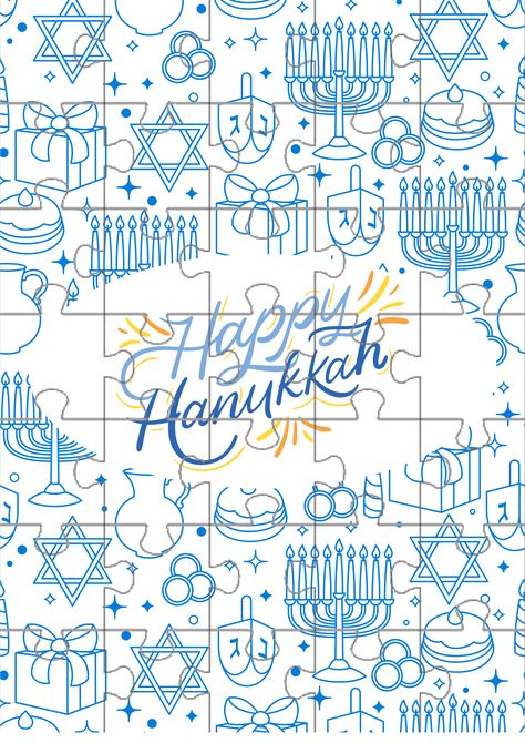 Happy Hanukkah to you and yours! Here is a simple family activity that you can enjoy during the holidays. This free printable Hanukkah puzzle is easy yet fun for kids Hanukkah Printables, Hanukkah Activites, Fun Activity For Kids, Easter Activities For Kids, Puzzle For Kids, Paper Works, Holiday Crafts For Kids, Plain Paper, Toilet Paper Roll Crafts