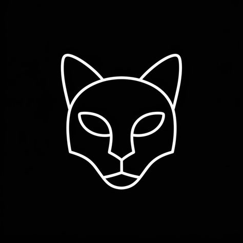 Black Cat Logo, Logo Chat, Instagram Minimalist, Minimalist White, Cat Icon, White Line, Cat Logo, Black Background, Black Backgrounds