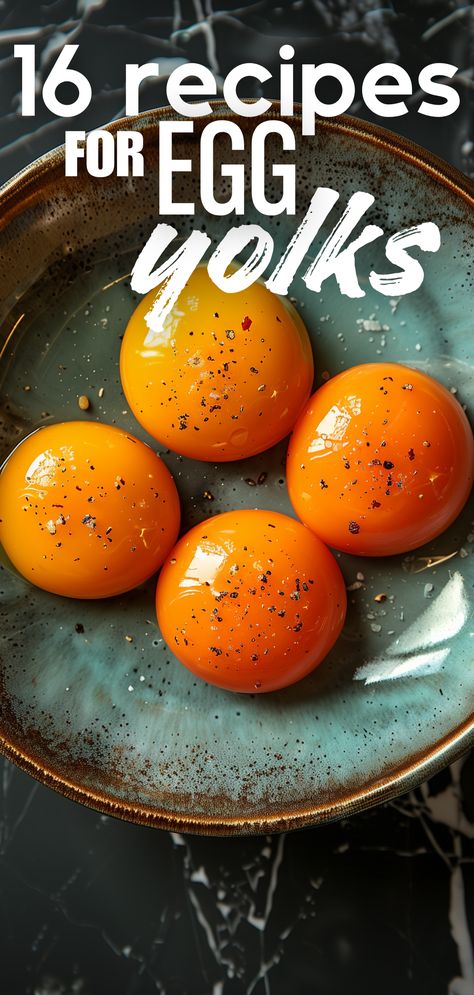 A close up overhead view of a bowl with 4 egg yolks. Recipes With Just Egg Yolks, Leftover Egg Yolks Recipes, Yolk Recipes, Egg Yolk Uses, Egg Custard Recipes, Egg Yolk Recipes, Egg Recipes For Dinner, The Stay At Home Chef, Cured Egg