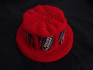 Beer Can Hat 1 | This is a project that my husband wanted me… | Flickr Recycled Crafts To Sell, Beer Can Hat, Beer Sayings, Crochet Beer, Baseball Hat Style, Beer Hat, Knit Embroidery, Hat Style, St Pattys Day