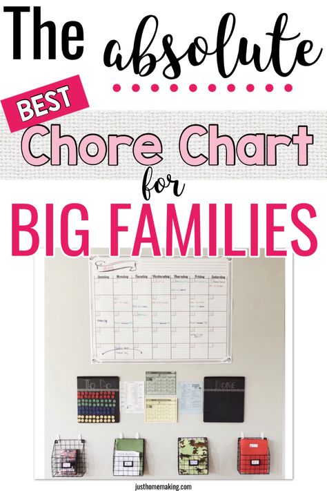 Easy DIY daily chore chart for multiple kids. Find tips and ideas from a mom of 4 on how to organize your kid's chores with this family command center. This system also works with allowance. Daily Chore Chart, Kids Chores, Family Chore Charts, Big Families, Family Command Center, Chore Chart Kids, Bamboo Bedding, Command Center, Chores For Kids