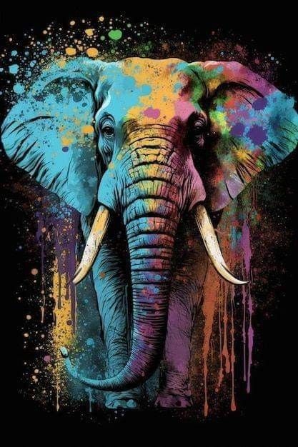 Colorful Elephant Art, Warrior Painting, Elephant Paintings, Morden Art, Colorful Animal Paintings, Warrior Paint, Elephant Artwork, Elephant Pictures, Colorful Elephant