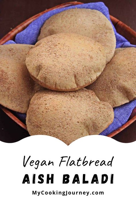 Aish Baladi is an ancient Egyptian Flatbread made with 100% Whole Wheat flour and is Vegan flatbread. Aish Baladi Recipe, Ancient Egyptian Food Recipes, Egyptian Flatbread, Aish Baladi, Egyptian Bread Recipe, Baked Flatbread, Egyptian Foods, Egyptian Bread, Medieval Cooking