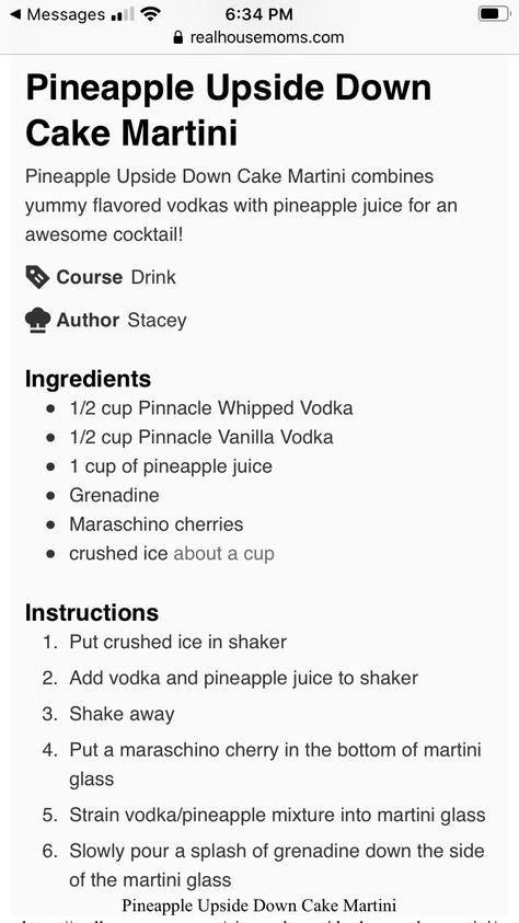 Pineapple Upside Down Cake Martini, Pineapple Upside Down Martini, Cake Martini, Whipped Vodka, Travel Bar, Cherry Crush, Vanilla Vodka, Drinks Alcohol, Pineapple Upside