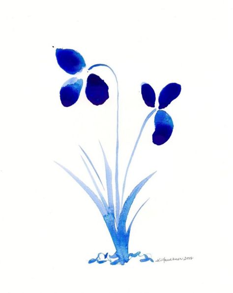 What I like about this Art Print Giclee of a Watercolor Painting by karenfaulknerart is not only the dainty feel and the hues of blue but the simplicity of the design and the difficulty of the technique. It may look easy but it's not :) Blue Watercolor Painting, Orchid Painting, Blue Orchids, Watercolor Flower Art, Watercolor Flowers Paintings, Flower Prints Art, Flowers Art, True Blue, Blue Watercolor