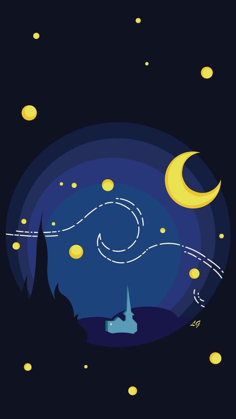 Starry Night Illustration Art, Start Night Painting, Starry Night Wallpaper Aesthetic, Van Gogh Starry Night Wallpapers, Night Aesthetic Drawing, The Starry Night Wallpaper, Simple Starry Night, Starry Night Digital Art, Starry Night Inspired Art