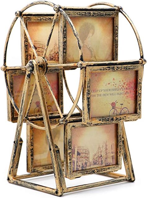 MLADEN Retro Vintage Family Photo Frame DIY Ferris Wheel Rotatable Windmill Picture Frames 5x3.5 inch Home Decor Gift Nostalgic Style (Brown) Diy Ferris Wheel, Photo Frame Diy, Family Tree Picture Frames, Family Photo Frame, Plastic Picture Frames, Family Tree With Pictures, Vintage Family Photos, Small Photo Frames, Vintage Photo Frames