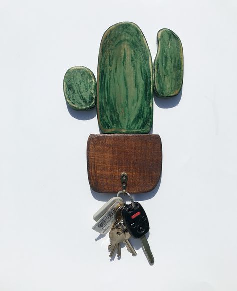 Wooden Cactus, Key Holder, Cactus, Key