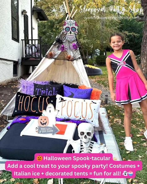 Make your fall events extra sweet with these Top Party Ideas for October! 🍁 Whether it’s a Halloween bash, a fall fest, or a game day, our Italian ice cart brings the fun! 🎃👻 Costumes + Italian ice + decorated tents = smiles all around! 🍧👗 Hosting a school event or cheering on your team? 🏈 Our refreshing treats are a crowd favorite! 🎈💰 Perfect for community events and fundraisers too! ✨ Ready to add a cool touch to your celebration? Book now and make your October event unforgettable! 🎉🍧 . . .... Halloween Teepee Party, Halloween Teepee Sleepover, Halloween Slumber Party, Playful Halloween Sleepwear For Sleepover, Purple Teepee Sleepover Party, Fun Costumes, Italian Ice, Fall Fest, Fall Events