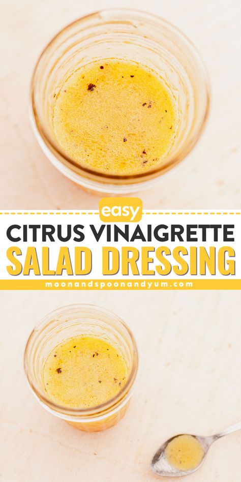 Discover a simple recipe for a zesty citrus vinaigrette salad dressing, ideal for enhancing salads with a fresh and tangy flavor. Vinegrette Recipe, Citrus Vinaigrette Dressing, Orange Vinaigrette Dressing, Lemon Vinaigrette Recipe, Sweet Salad Dressings, Citrus Salad Dressing, Diy Salad, Lemon Vinaigrette Dressing, Vinaigrette Dressing Recipe